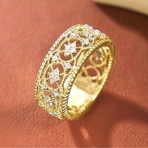 NEW Italian Style 18k Gold & Simulated Diamond Ring